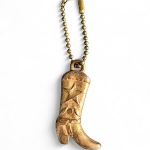 Vintage Copper Tone Western Cowboy Boot Pendant or Keychain